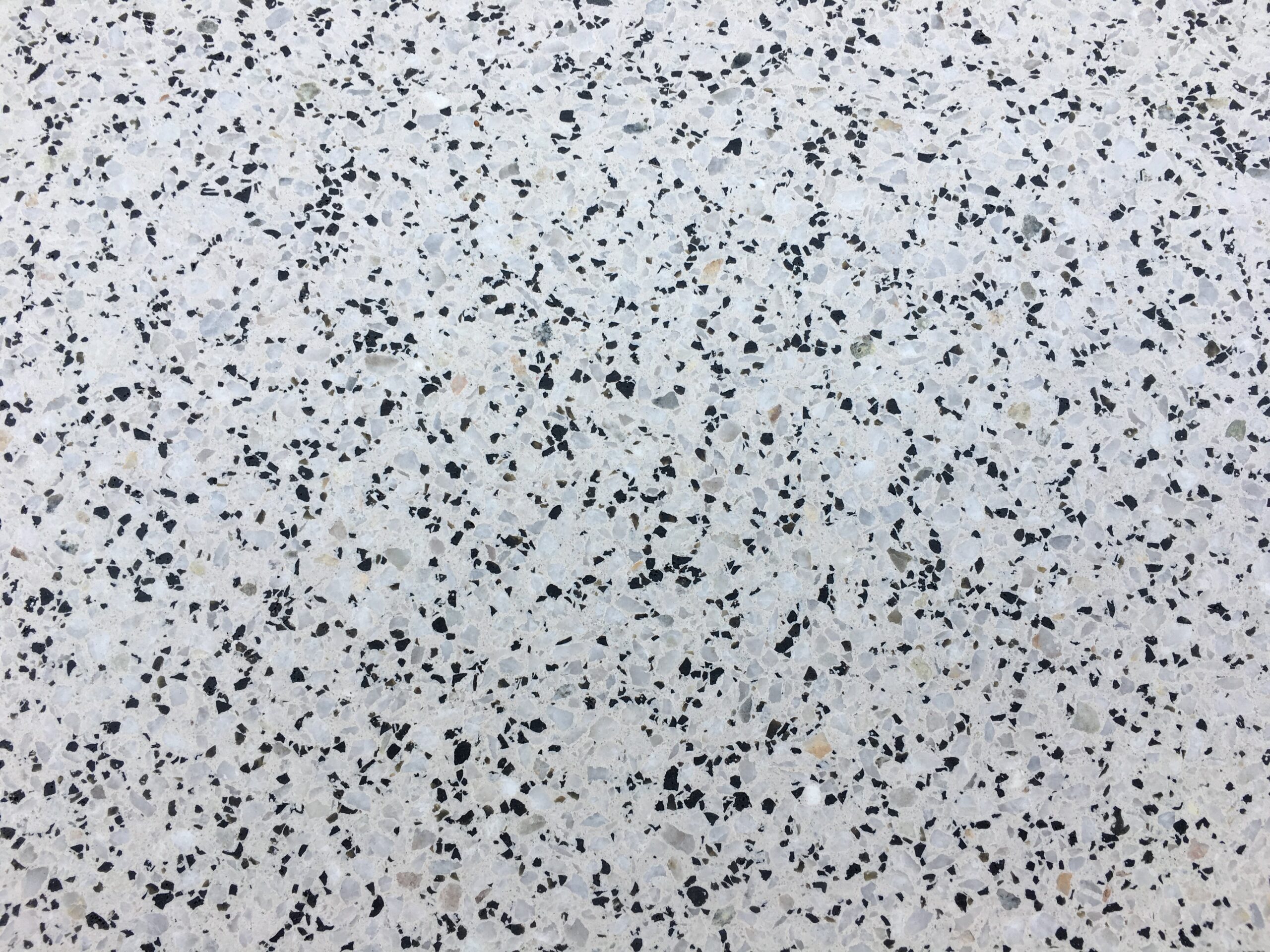 Die SteinRein Terrazzobodensanierung in Bromskirchen 16 Terrazzo Kunststein weiß mit tiefscharzen Beimengungen scaled